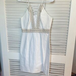 Lilly Pulitzer Elegant White and Gold Women's Dress